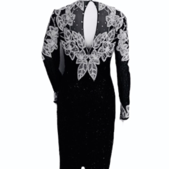 NEIMAN MARCUS Black Tie Beaded Formal Dress - Picture 4 of 10